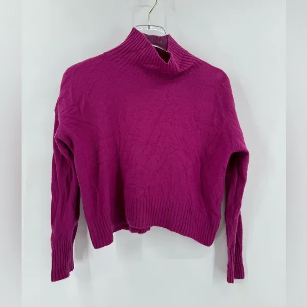 Free People‎ magenta cashmere mock neck sweater size xs - Image 2