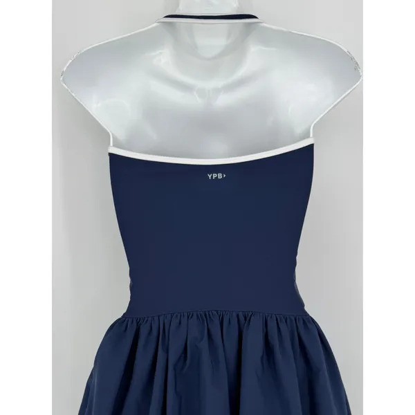 Abercrombie‎ & Fitch YPB motionTEK Halter Bubble Hem Mini Dress XS Navy Athletic - Image 6