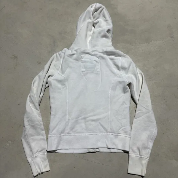 Vintage Abercrombie & Fitch Women's White Y2K 90s Hoodie SZ Small Marks* 2000s - Image 9