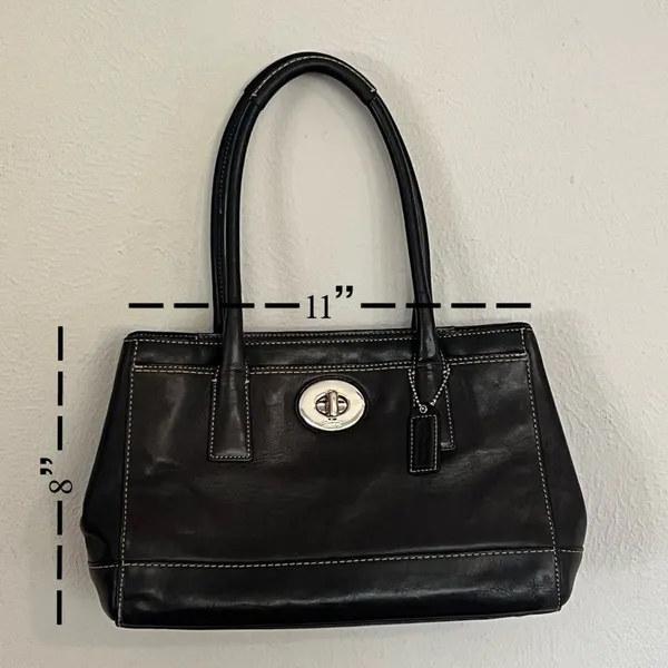 Coach Hampton Madeline Black Leather Satchel Bag Y2K Vintage Carryall Purse - Image 2
