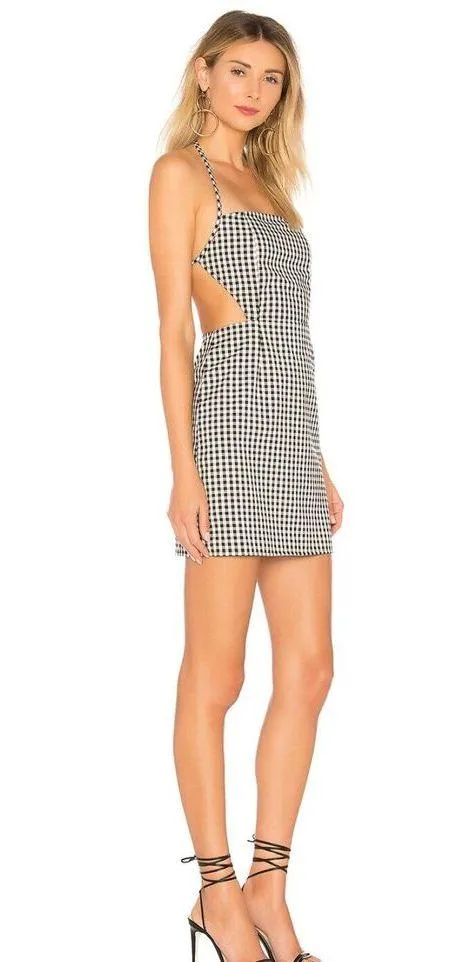 Revolve By The Way Gingham Cut Out Dress Black & White - Image 2