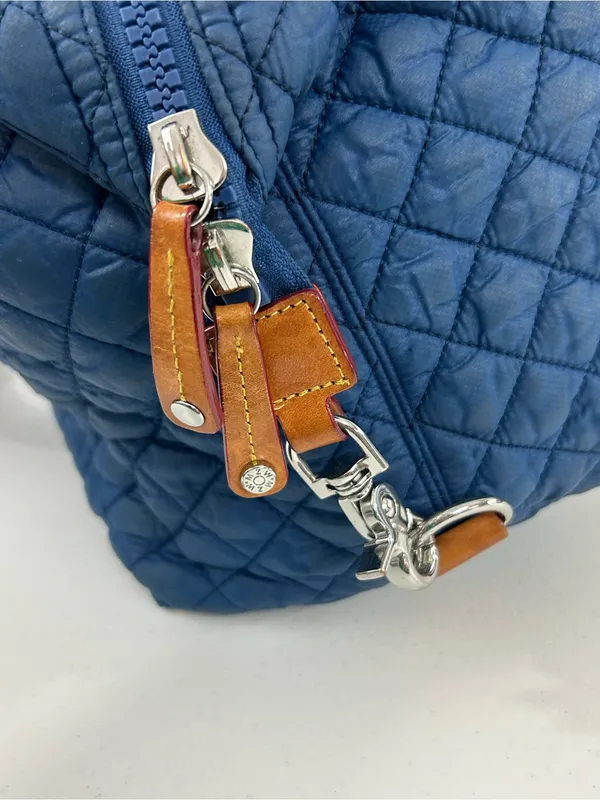 MZ Wallace Quilted Deep Blue Travel Tote with Padded Handles - Image 11