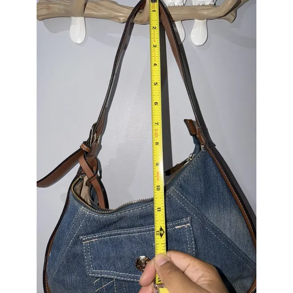 True religion denim Leather hobo bag purse shoulder bag pocket Logo hangtag M - Image 5