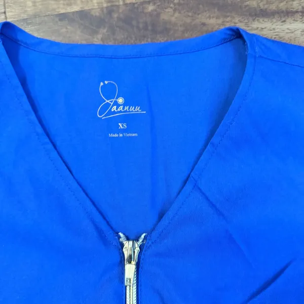 NWT Jaanuu Royal Blue Tulip Half Zip Scrub Top J96048-RYLC-XS XS - Image 5