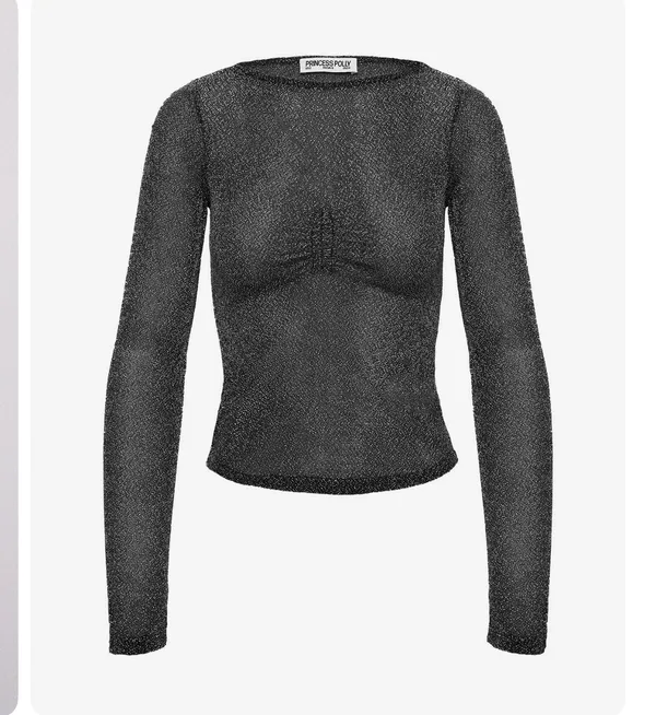 Crystal Clear Long Sleeve Mesh Top Black/Silver - Image 3