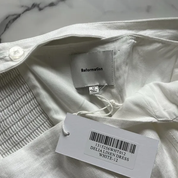 NWT Reformation Delia Linen Dress White Size 12 - Image 3