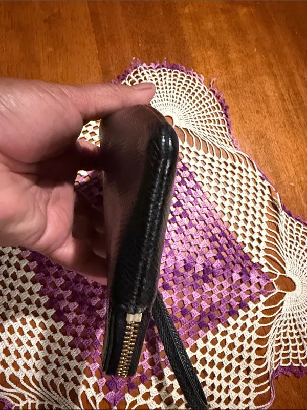 Coach Black Pebbled Leather Wristlet with Gold Logo - Image 7
