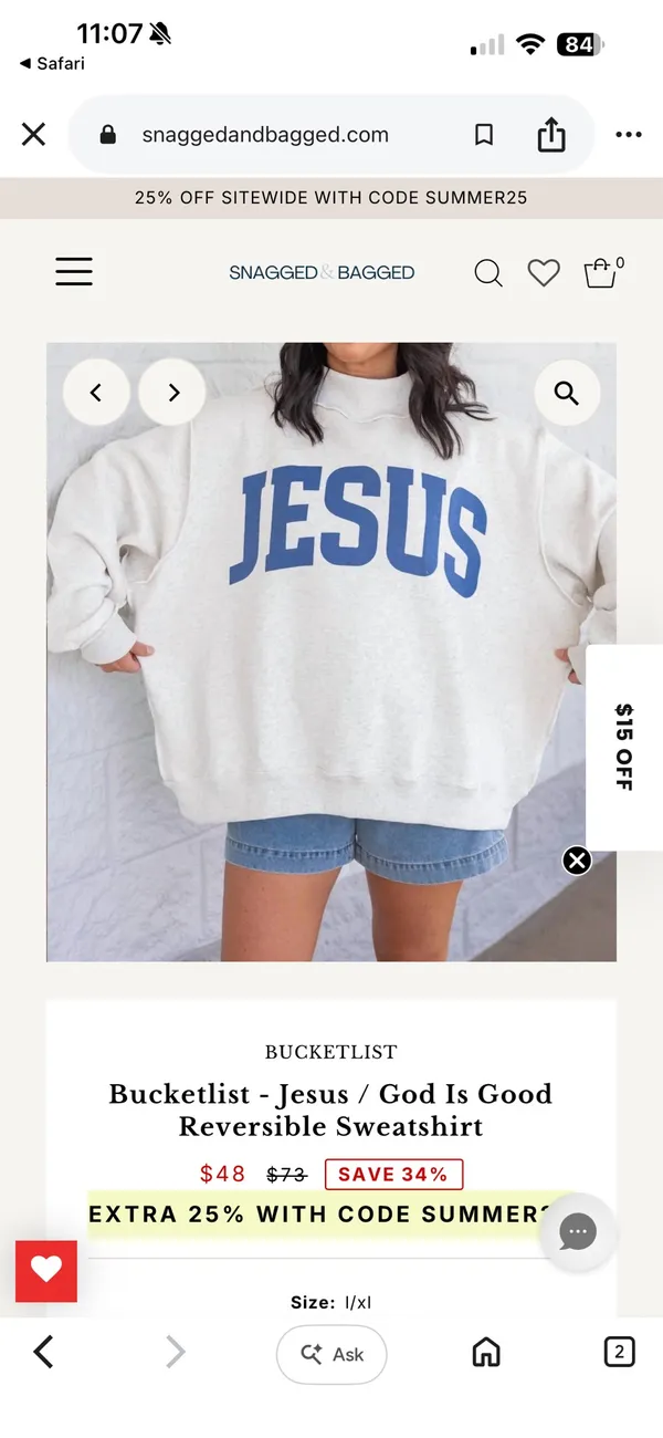 Jesus/ God is Good Reversible Mock Neck Gray - Image 3