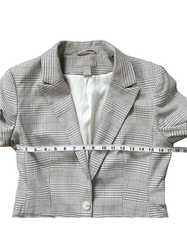 H&M Glen Plaid Single Button Notch Lapel Suit Jacket Lined Blazer Size Small - Image 7