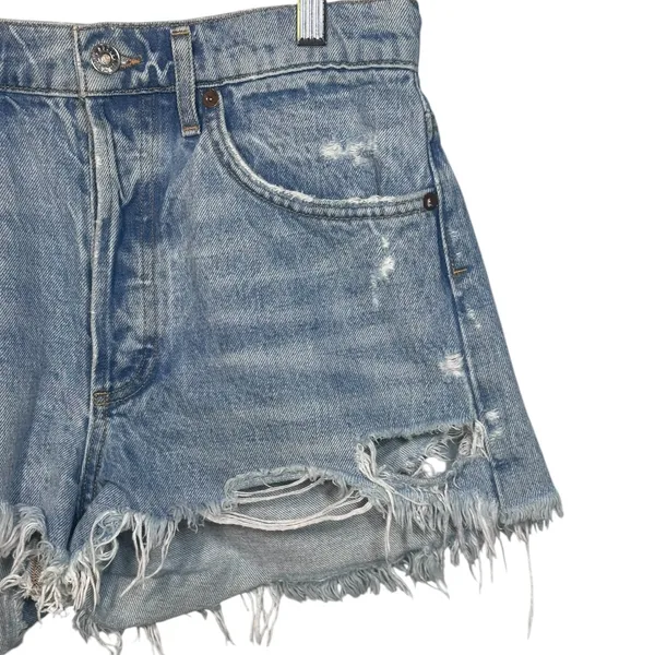 Agolde Light Blue Distressed Denim Jean Shorts - Image 9