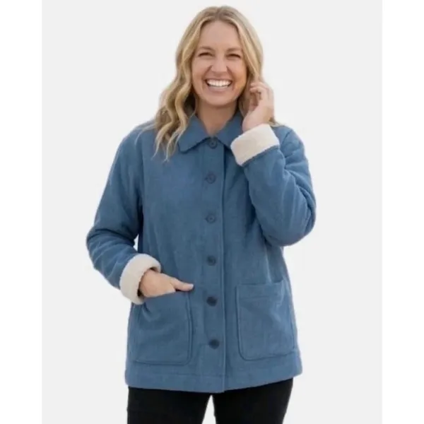 Boston Traders Women's Sherpa Lined Blue Corduroy Jacket Trucker Style Size XS - Image 2
