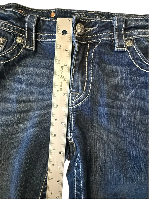 Miss Me Mid Rise Cuffed Capri Jeans Size 30 Angel Wings Embellished MP6377P - Image 12
