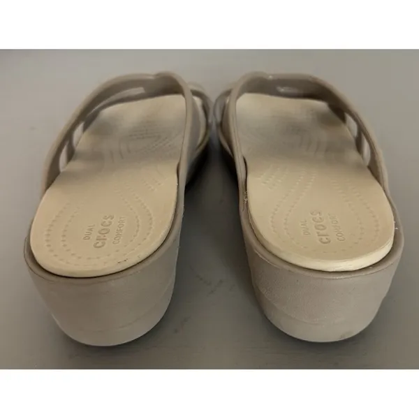 Crocs Sanrah Strappy Wedge Slide Sandals Womens Size 9‎ Taupe Comfort Casual - Image 5