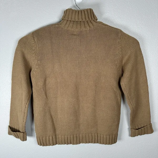Orvis Turtleneck Sweater Womens Size‎ Medium Tan Brown Knit Cotton Blend Classic - Image 4