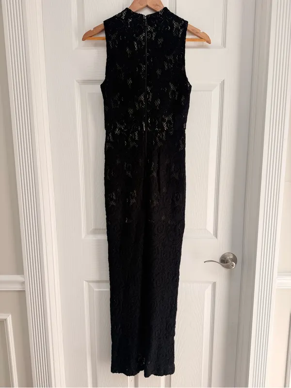 Alice + Olivia Gisela High Neck Long Lace Sleeveless Black Maxi Dress 2‎ - Image 5