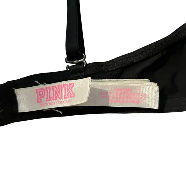 Victorias Secret PINK Wear Everywhere T-Shirt Bra Black Celestial Moon 34A - Image 6