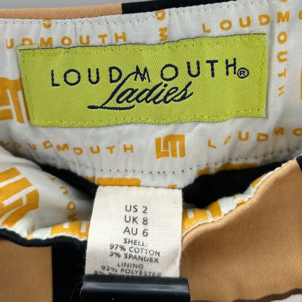 Loudmouth Golf Skort Womens 2 Brown Tan Black‎ White Checkered Mini Skirt Y2K - Image 4