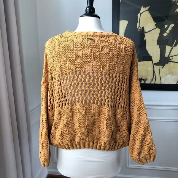 NWT Billabong Onward We Go Chenille Sweater Mustard L - Image 9