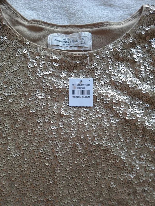 Abercrombie & Fitch Gold Sequin Bodycon Mini Dress Medium NWT - Image 3