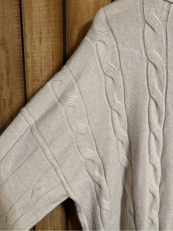 Chloe + Jasmine Cream Cable Knit Button Front Cardigan XL - Image 8