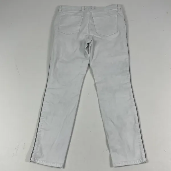 Tommy Bahama Pants Womens 6 White Ella Twill High Rise Ankle Glitter‎ Trim - Image 13