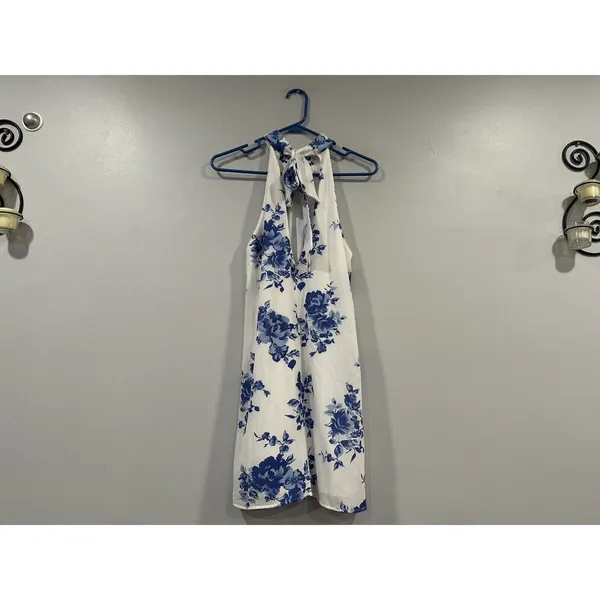 Lulus Darling Dearest Blue And White Floral Print Swing Dress Small S - Image 4