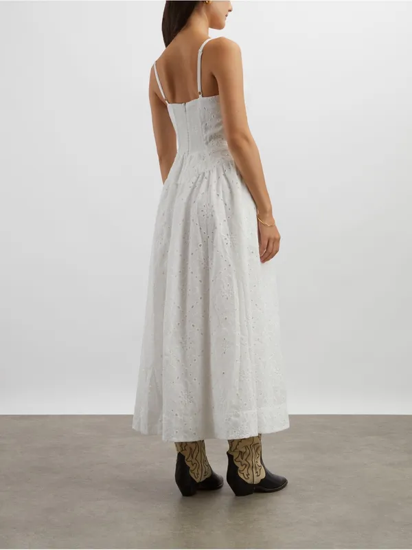 Reformation Katarin White Broderie Eyelet Anglaise Dress | Size 6 - Image 2