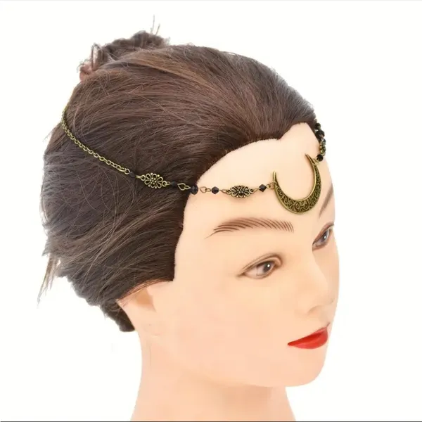Crescent Moon Head Chain Vintage Style Crystal‎ Flower Bohemian Gypsy Headwear - Image 9