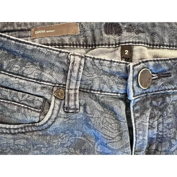 Kut from the Kloth Womens Diana Skinny Jeans Size 2 Blue‎ Floral Stretch Denim - Image 4