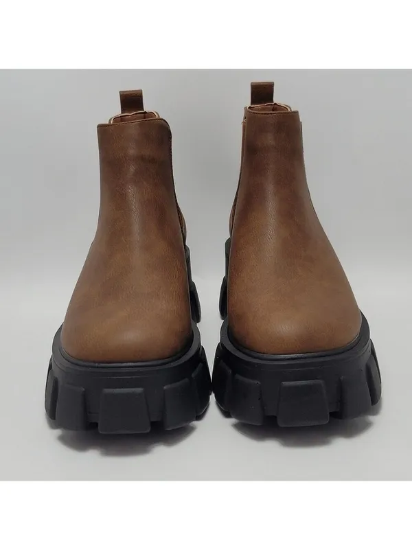 Tinstree Women's Chunky Platform Chelsea Slip On Lug Sole Boot Size 9.5 Brown - Image 2