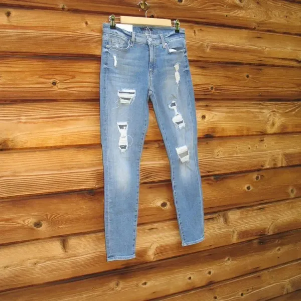 NWT 7 For All Mankind Ankle Skinny Distressed Sequin Jeans - Image 4