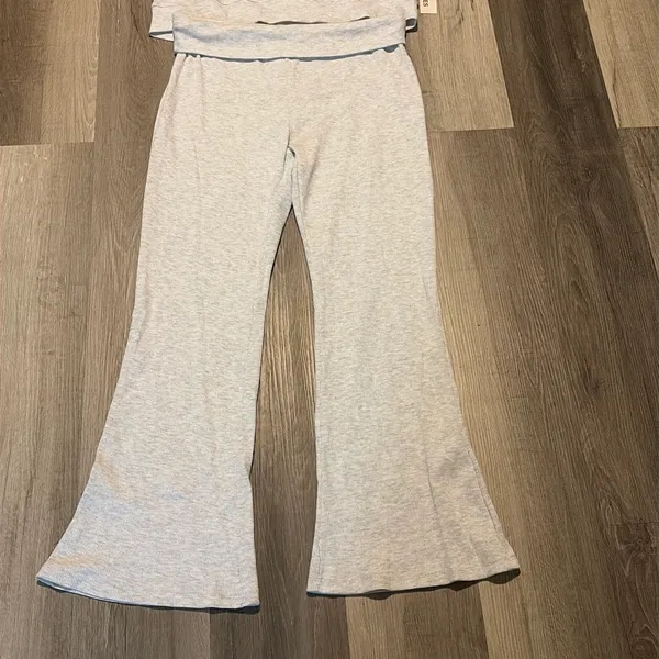 No Boundaries New! Women’s Light Gray Waffle-Knit Hoodie & pants Set size L - Image 6
