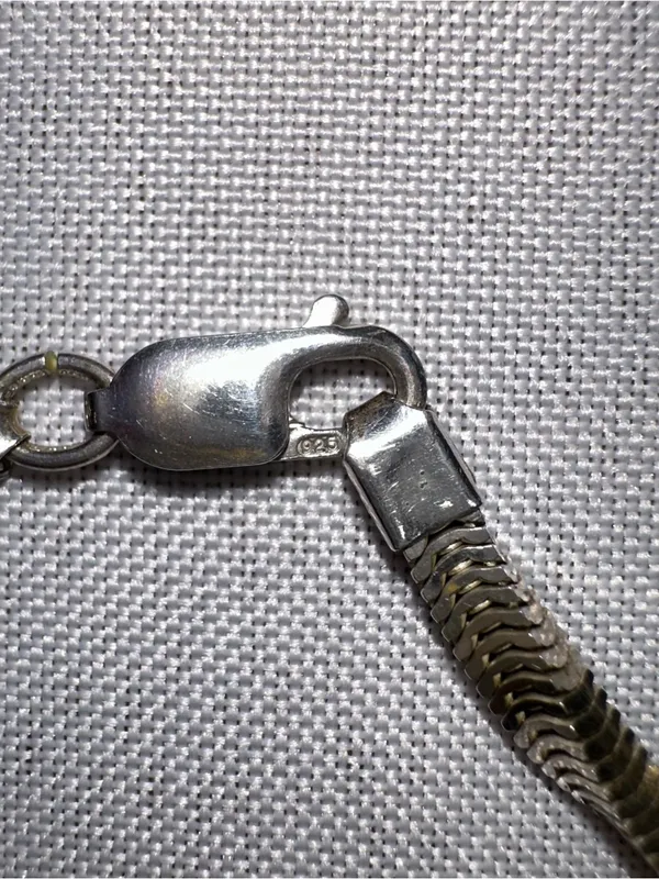 Vintage 925 Sterling Silver Square Omega Chain Necklace 17" 3D Snake 23.8g - Image 7