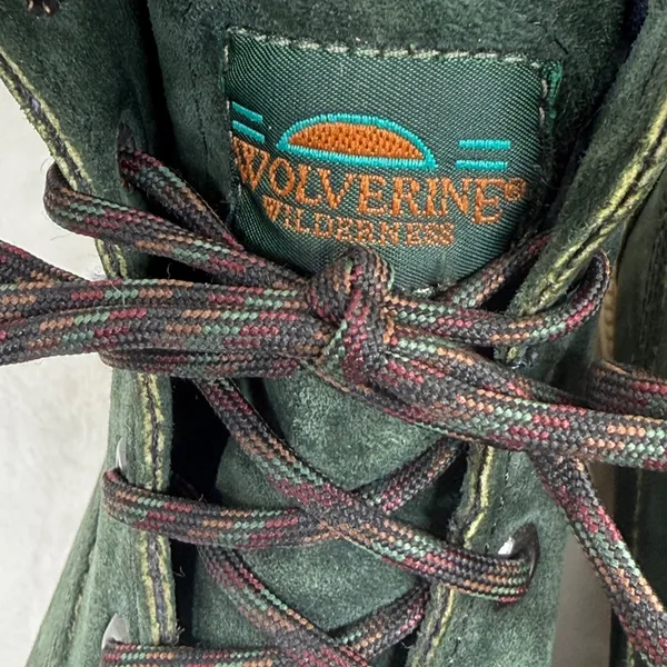 Wolverine Wilderness Forest Green Suede Lace Up Boots Wool Collar Lug‎ Sole 8.5 - Image 4