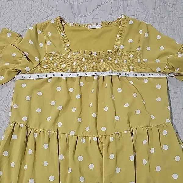 Entro‎ Polka Ruffle Short Dress Yellow Small - Image 6