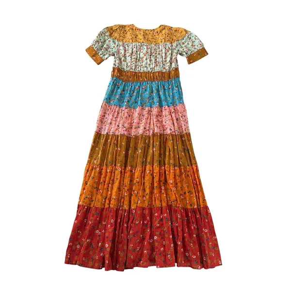 Anthropologie NWT Tiered True Dress Small Patchwork Colorblock Floral‎ Midi Boho - Image 9