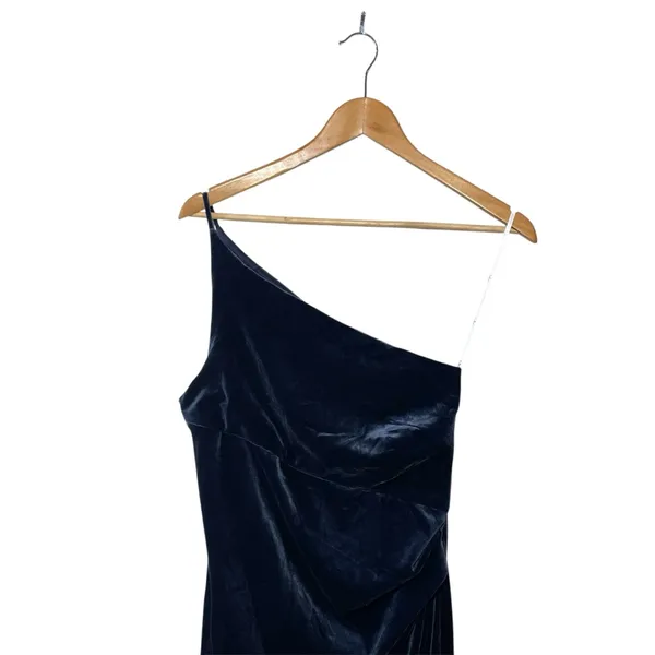 Lulu’s Elegant Era Dark Slate Blue Velvet One Shoulder Maxi Dress NWT - Image 3