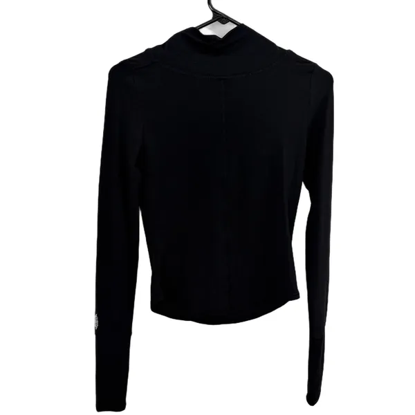 Free People Movement Top Womens XS Black Mock Neck Long Sleeve Thumbhole - Image 9