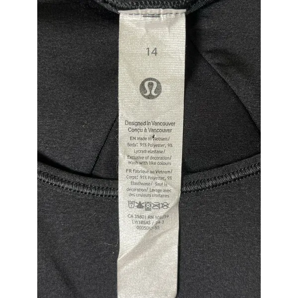 Lululemon Essential Tank Pleated Jersey Black Sleeveless Athletic Top Size‎ 14 - Image 6