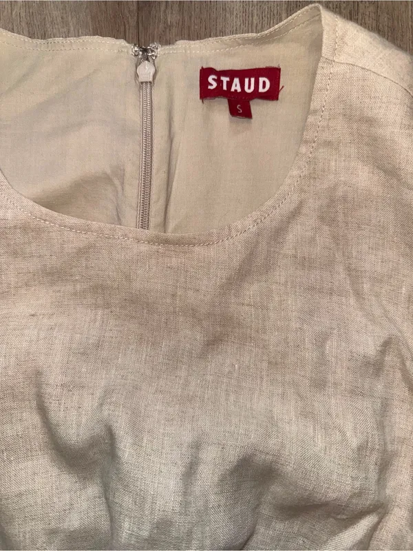 STAUD Epona Dress Natural Cutout Tie-Front- Mini- Sz: S - Image 7