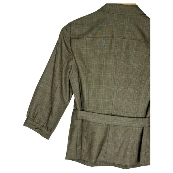 Banana Republic Blazer Womens 4 Wool Belted 3 Button 3/4 Sleeve Career Brown - Image 8