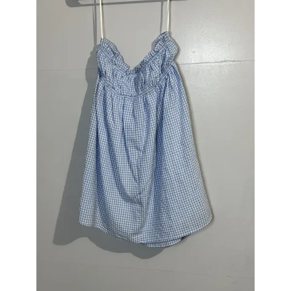 Princess‎ Poly Winston Blue Gingham Mini Dress Women's Size 8 NWT Cottage Core - Image 3