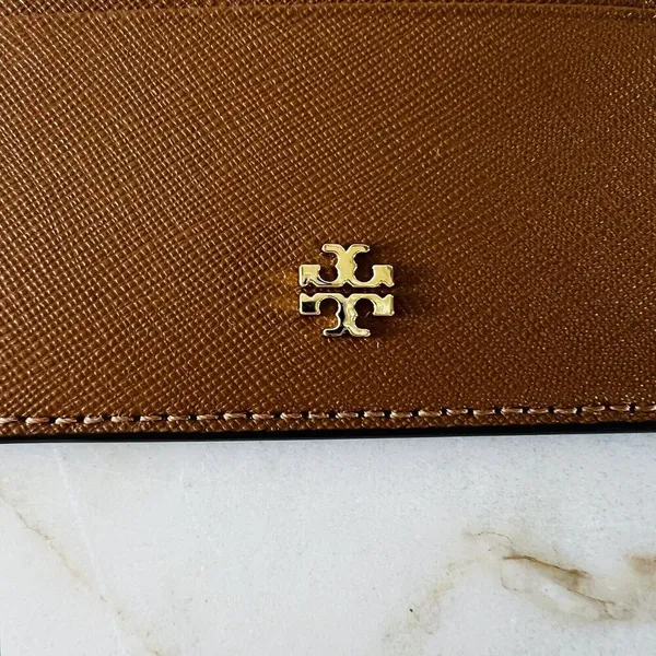 TORY BURCH Emerson Tiger Eye Leather Slim Card Case Mini Wallet - Image 2