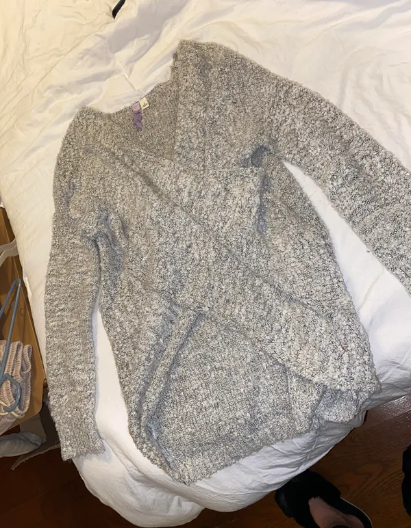 Gray Cross Front Front Sweater - Image 2