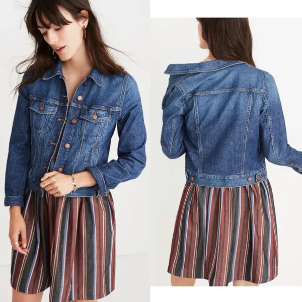 Madewell The Shrunken Stretch Jean Jacket Eco Edition Vintage Light Size Small - Image 5
