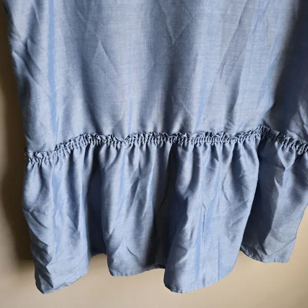Ann Taylor Chambray Bow Tie Back Peplum Sleeveless Top Blouse Size Small - Image 7