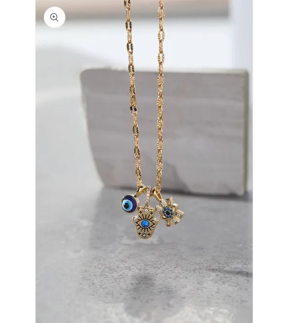 ALEX AND ANI Evil Eye Triple Charm Necklace - Image 6