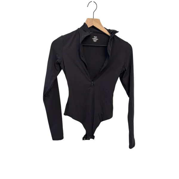 SKIMS FITS EVERYBODY ZIP FRONT LONG SLEEVE THONG BODYSUIT ONYX M ( sold out) - Image 5