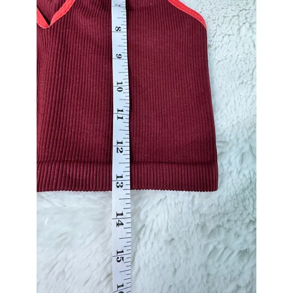FP Movement Free People Ribbed Crop Tank Burgundy Red Racerback Activewear - Image 5