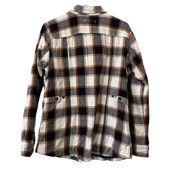 Duluth Trading‎ Co Women Sz Medium Long Sleeve Snap Button Flannel Shirt Country - Image 2